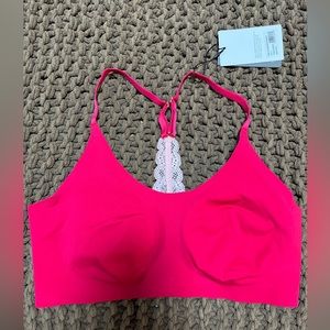 knix Hot Pink Lace-Back Wireless Racerback Bra